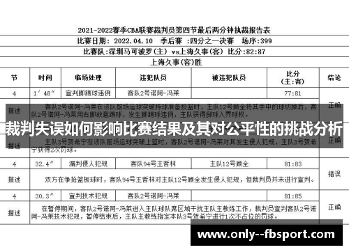 裁判失误如何影响比赛结果及其对公平性的挑战分析 裁判失误如何影响比赛结果及其对公平性的挑战分析